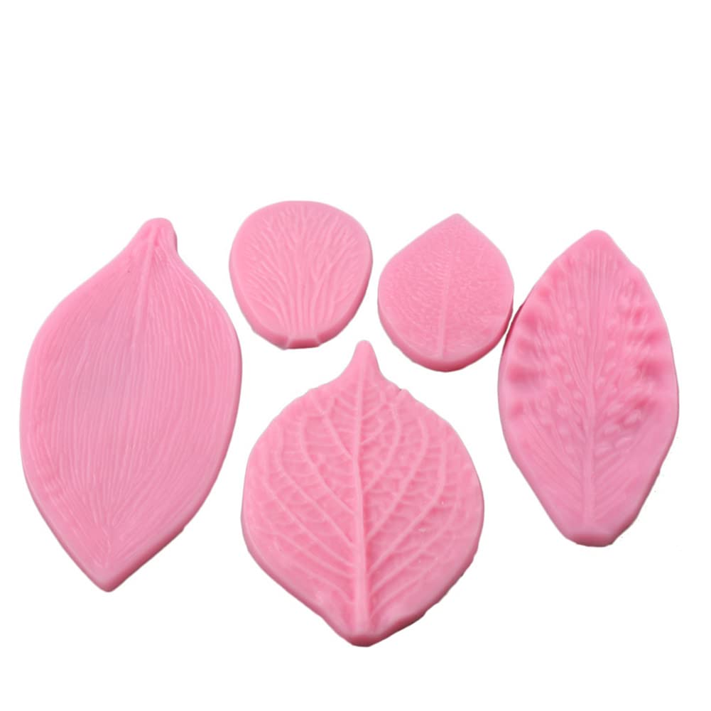 Bakewareind Leaf Veiner Silicone Mould Assorted , 5 Designs