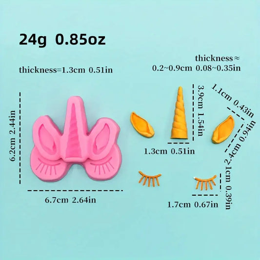 Bakewareind Unicorn Ear Lashes Horn Fondant Chocolate Silicone Mould