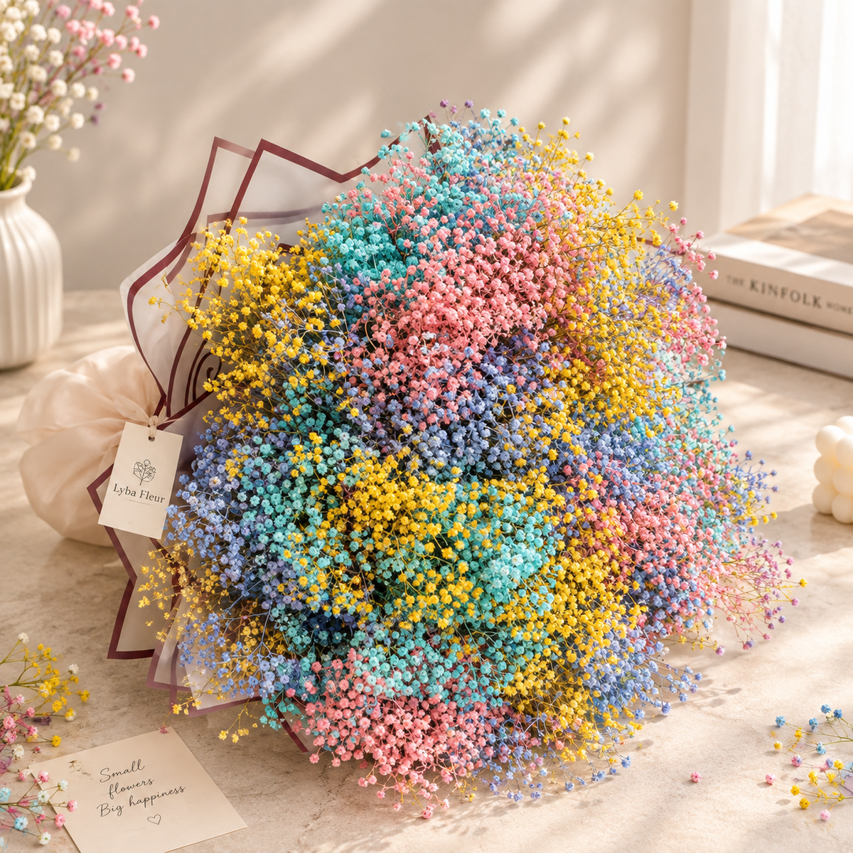 Bakewareind Dried Baby Breath Assorted Flower Bouquet