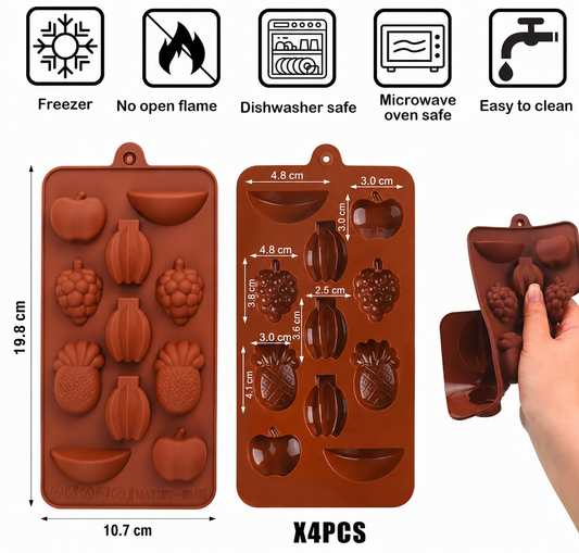 Bakewareind 3D Fruit Assorted Apple, Banana, Grape, Pineapple And Watermelon Chocolate Silicone Mould