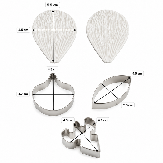 Bakewareind Orchid Petal Flower Veiner Silicone Mould & Stainless Cutter, 5pcs