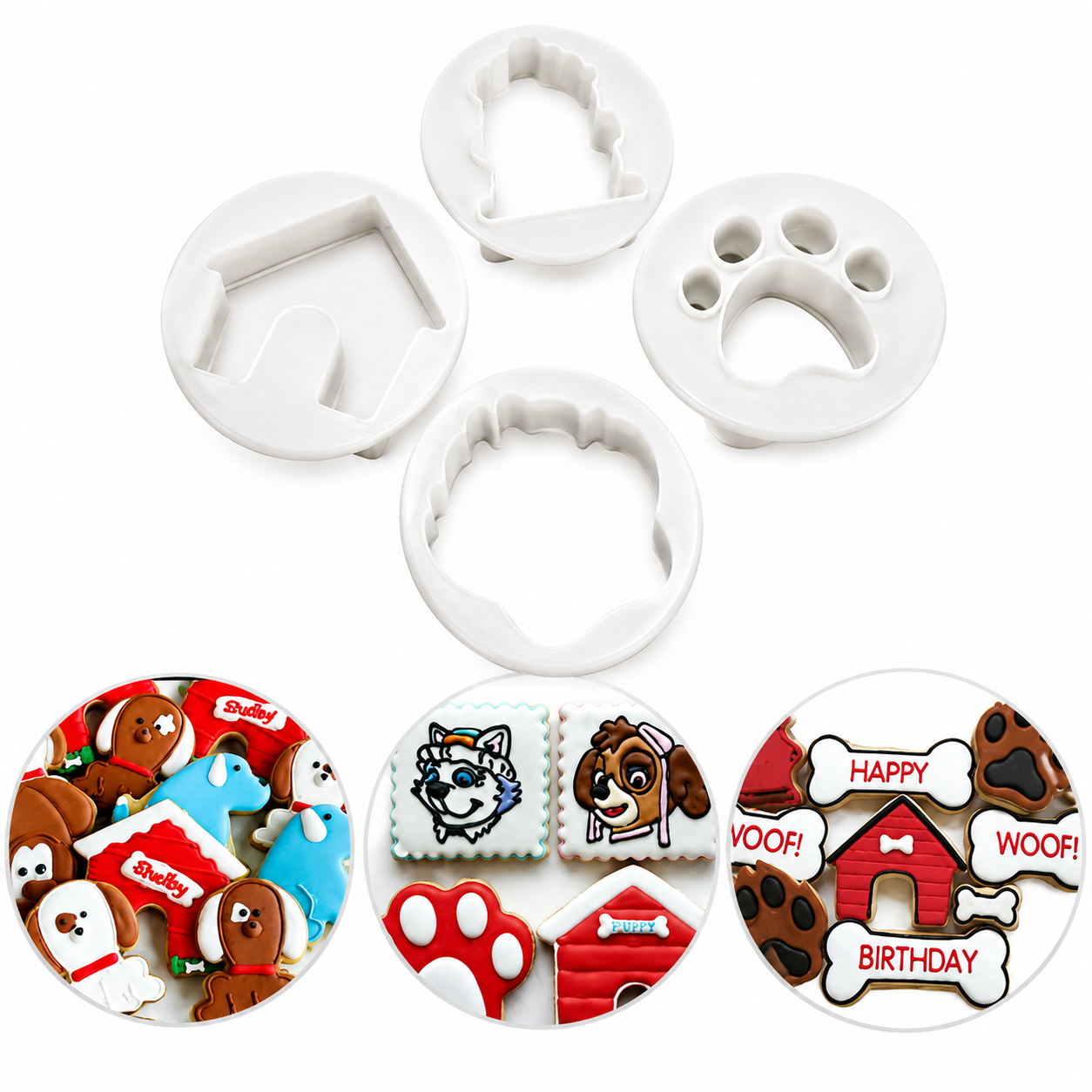 Bakewareind Dog House Paw Cookie Cutter,4pcs