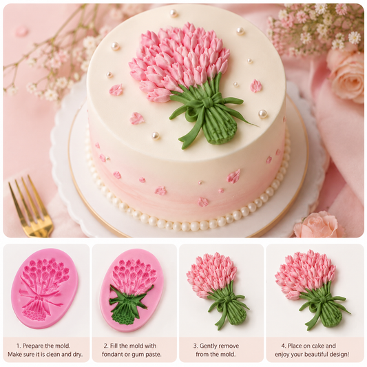 Bakewareind Tulip Rose Bouquet Silicone Mould Fondant Mould