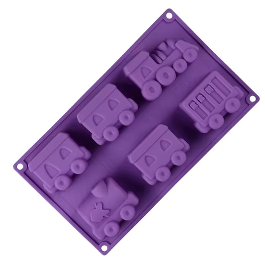 Bakewareind Toy Train Chocolate Clay Cake Silicone Mould,6cavity