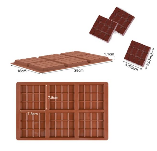 Bakewareind Rectangle Design Candy Bar Fondant Chocolate Silicone Mould, 6 Cavity