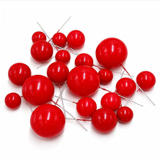 Bakewareind Red Faux Ball Topper Cake Decorating,20pcs