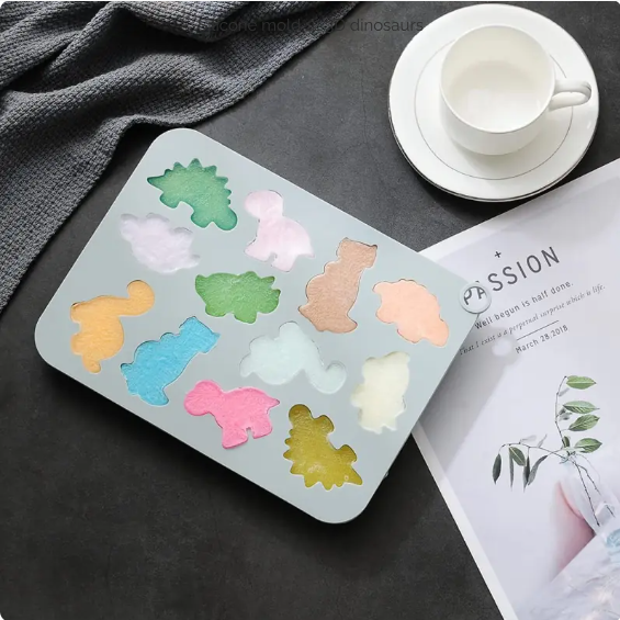 Bakewareind Mini Dinosaur, Dragon Hippo Chocolate Silicone Mould , 12 Cavity