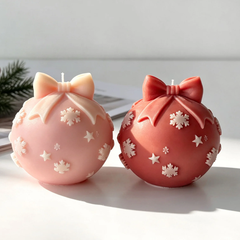 Lyba Moulds Christmas Ball Bow Tie Candle Silicone Mould