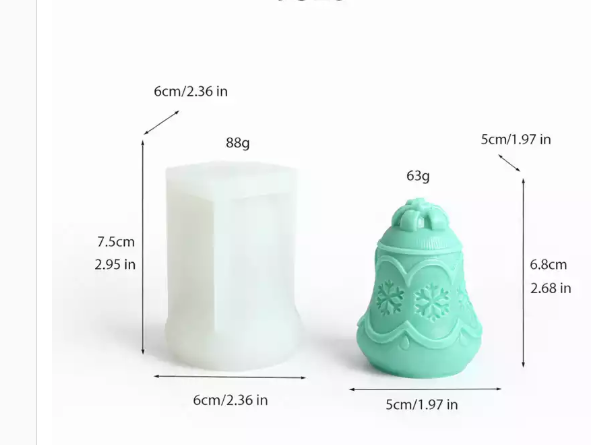 Lyba Moulds Christmas Snowflake Bell Candle Silicone Mould