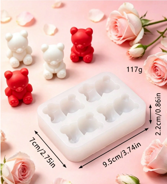 Bakewareind Cartoon Teddy Bear Chocolate, Candle Silicone Mould, 4 Cavity