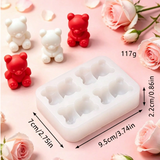 Bakewareind Cartoon Teddy Bear Chocolate, Candle Silicone Mould, 4 Cavity