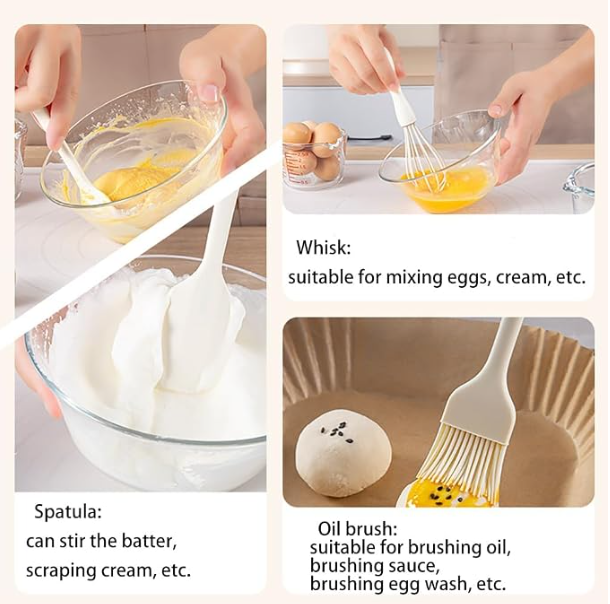 Bakewareind Silicone Pastry Brush Baking Brush, Whisk & Spatulas Cake tool-3pcs Set
