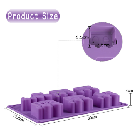 Bakewareind Toy Train Chocolate Clay Cake Silicone Mould, 6 cavity