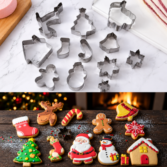 Bakewareind Assorted Christmas Stainless Steel Cookie Cutters, 12 Pcs Set