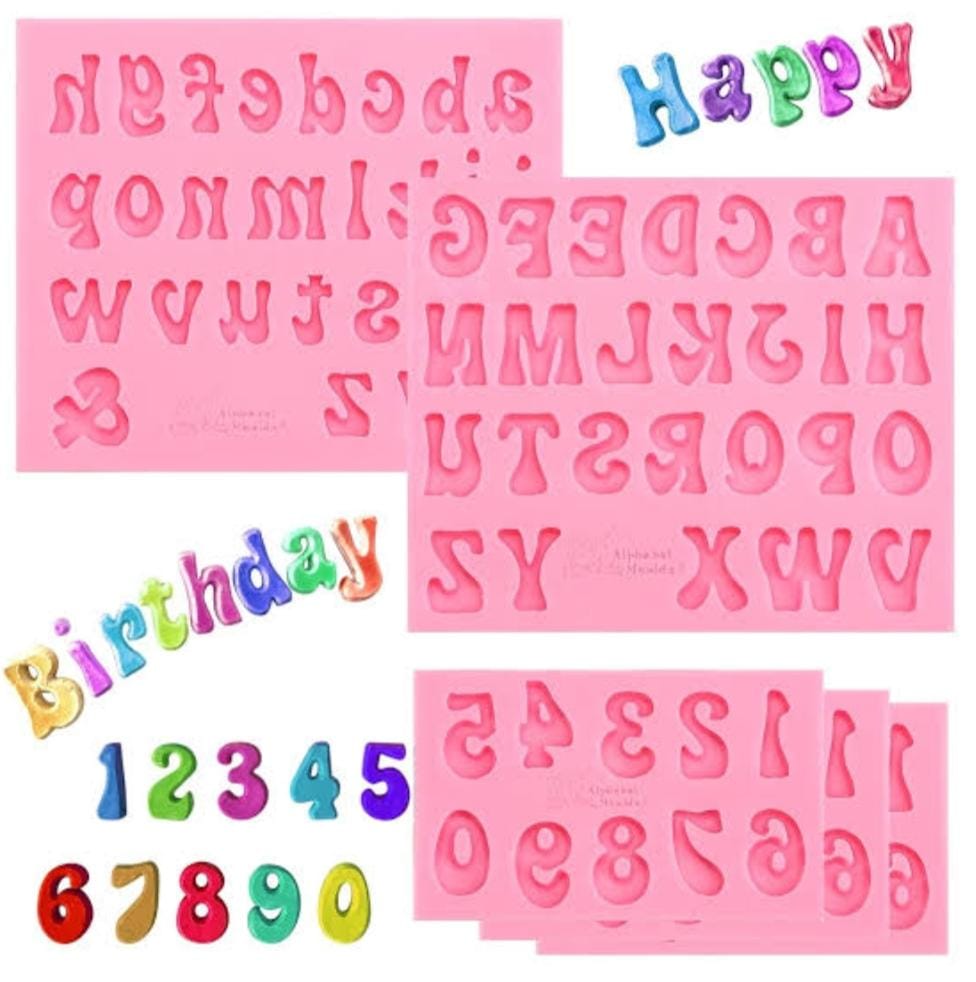 Bakewareind Alphabet Letter Number Silicone Mould Set Cake Mould,3Pcs