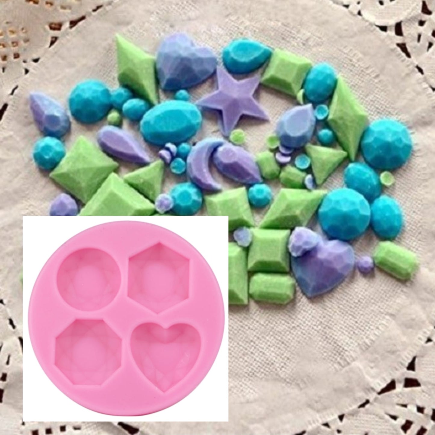 Bakewareind Jewel Gems 4 Shape Design Fondant Silicone Mould