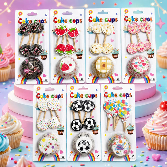 Bakewareind Cupcake Liners Kit with Cupcake Toppers (select colors)