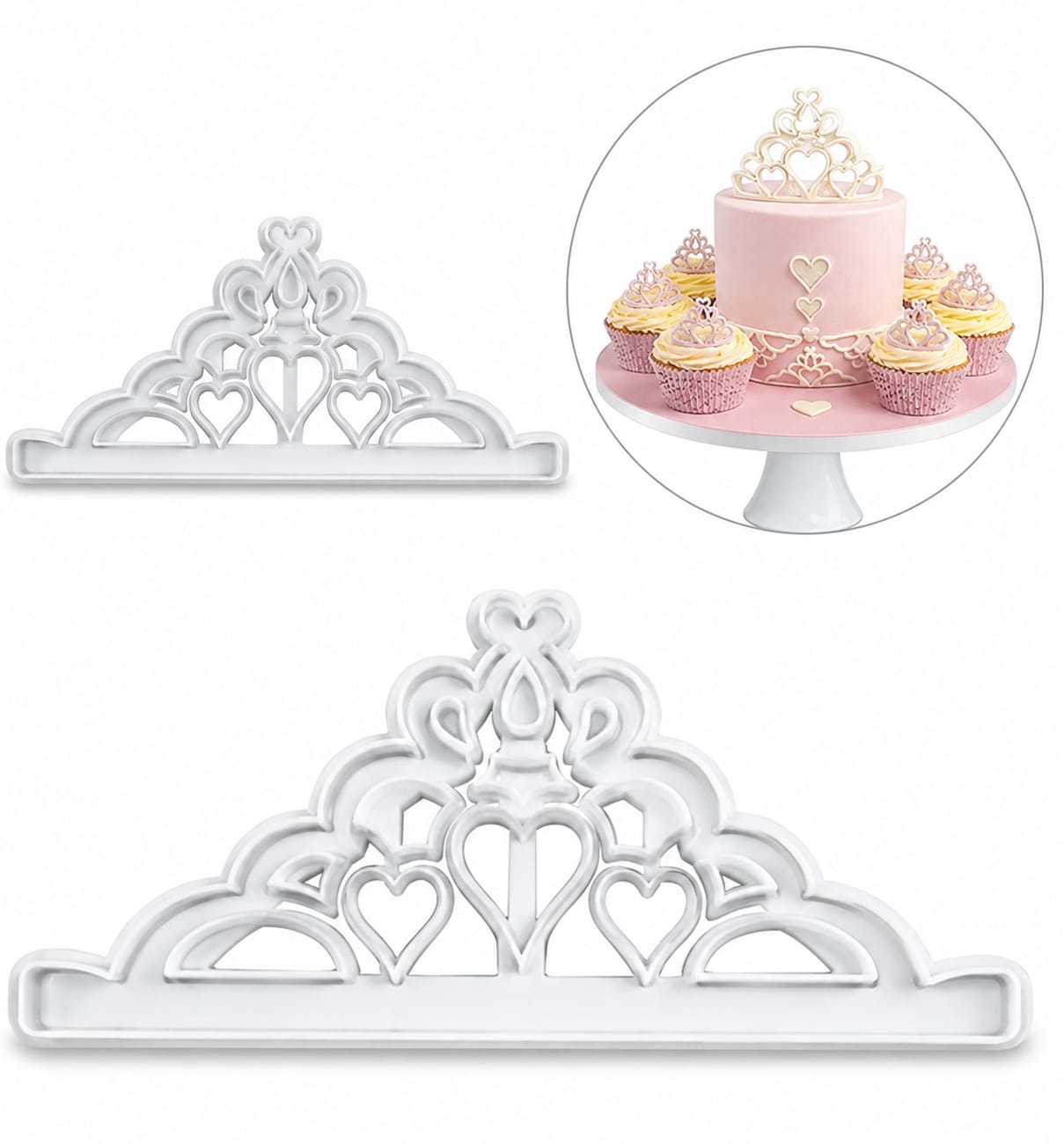 Bakewareind Tiara Cutter Fondant Cookie Cake Set, 2pcs
