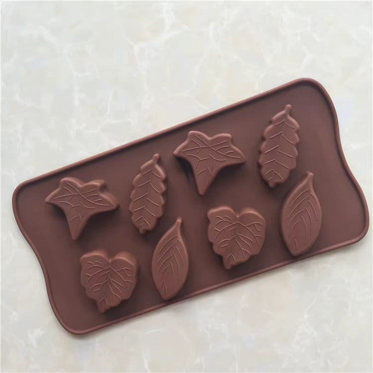 Bakewareind Assorted Leaves Shape Silicone Chocolate Mould, 8 Cavity