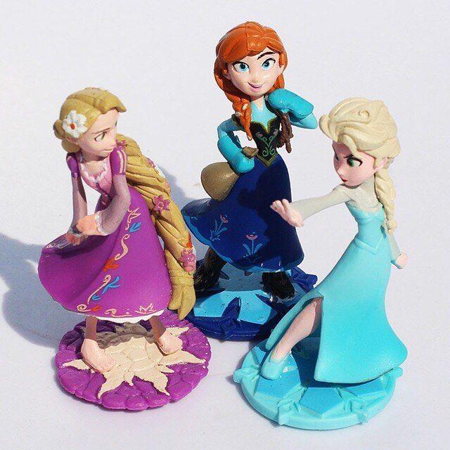 Bakewareind Princess Elsa Anna Rapunzel Toy Cake Topper, 3Pcs