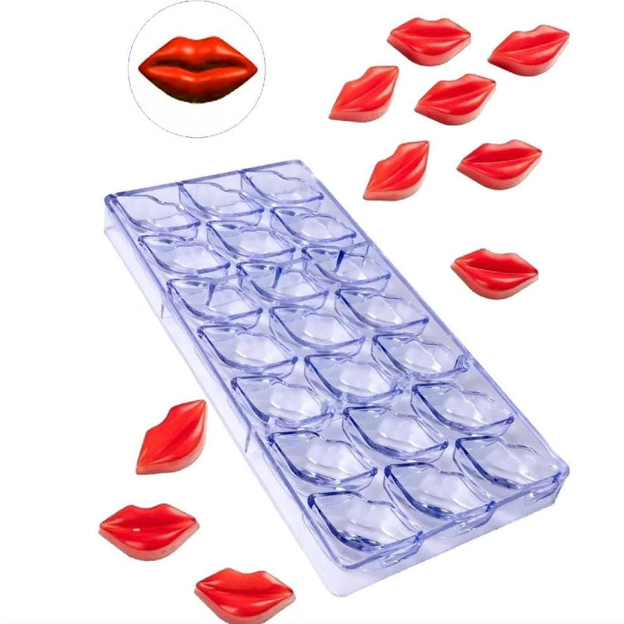 Bakewareind Lip Shaped Polycarbonate Chocolate Mould, 21 Cavity