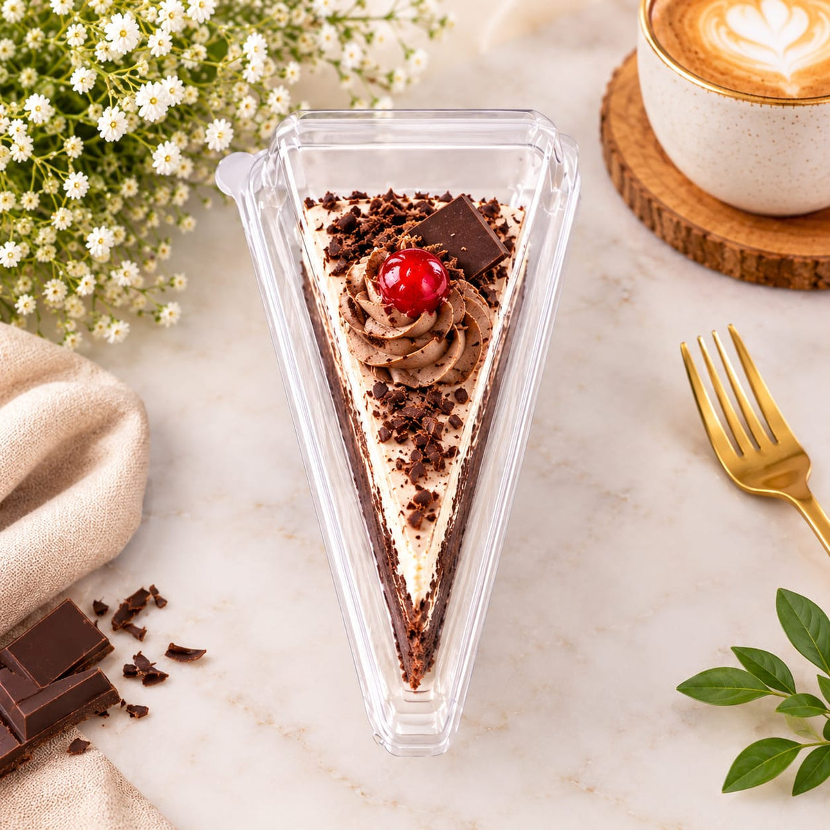 Bakewareindia Transparent Long Triangle Dessert Container with Lid,20pcs Pack