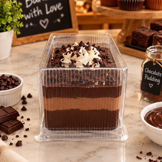 Bakewareindia Transparent Square Dessert Container with Lid, 10Pc PACK