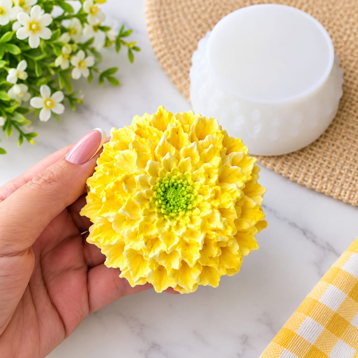 Lyba Moulds 3D Marigold Flower Candle Silicone Mould