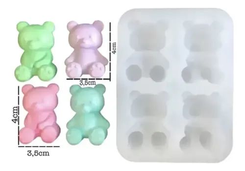Bakewareind Cartoon Teddy Bear Chocolate, Candle Silicone Mould, 4 Cavity