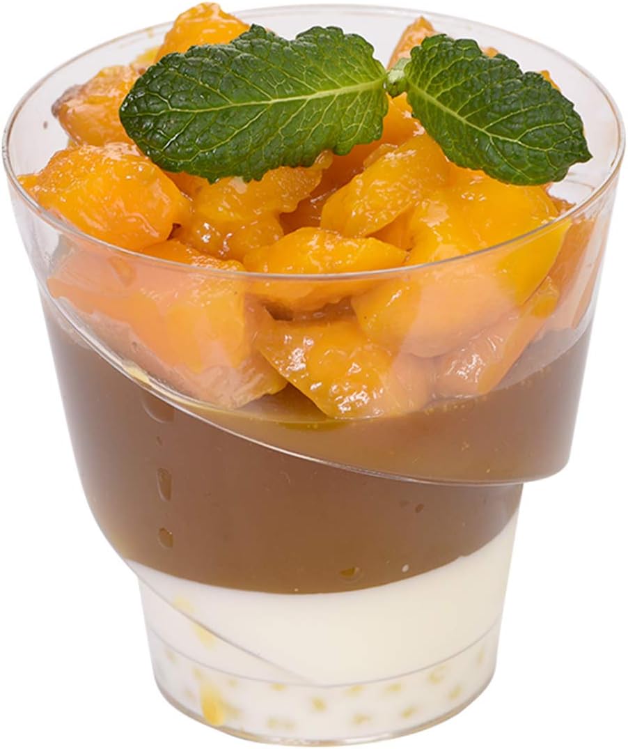 Bakewareindia Transparent Spiral Design Dessert Cup With Lid,10pcs