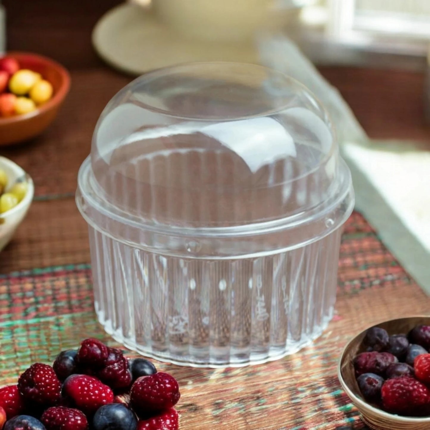 Bakewareindia Transparent Round Ramekin Mousse Cups with Lids, Dessert Cups, Pudding Cups Mini Parfait Cups (Pack of 10)