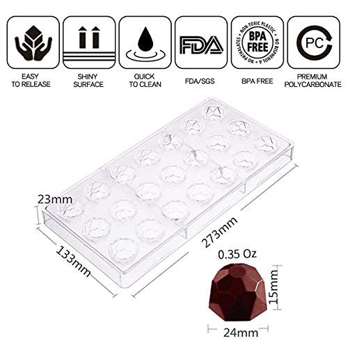Bakewareind Hexagom Diamond Polycarbonate Chocolate Mould, 21 cavity