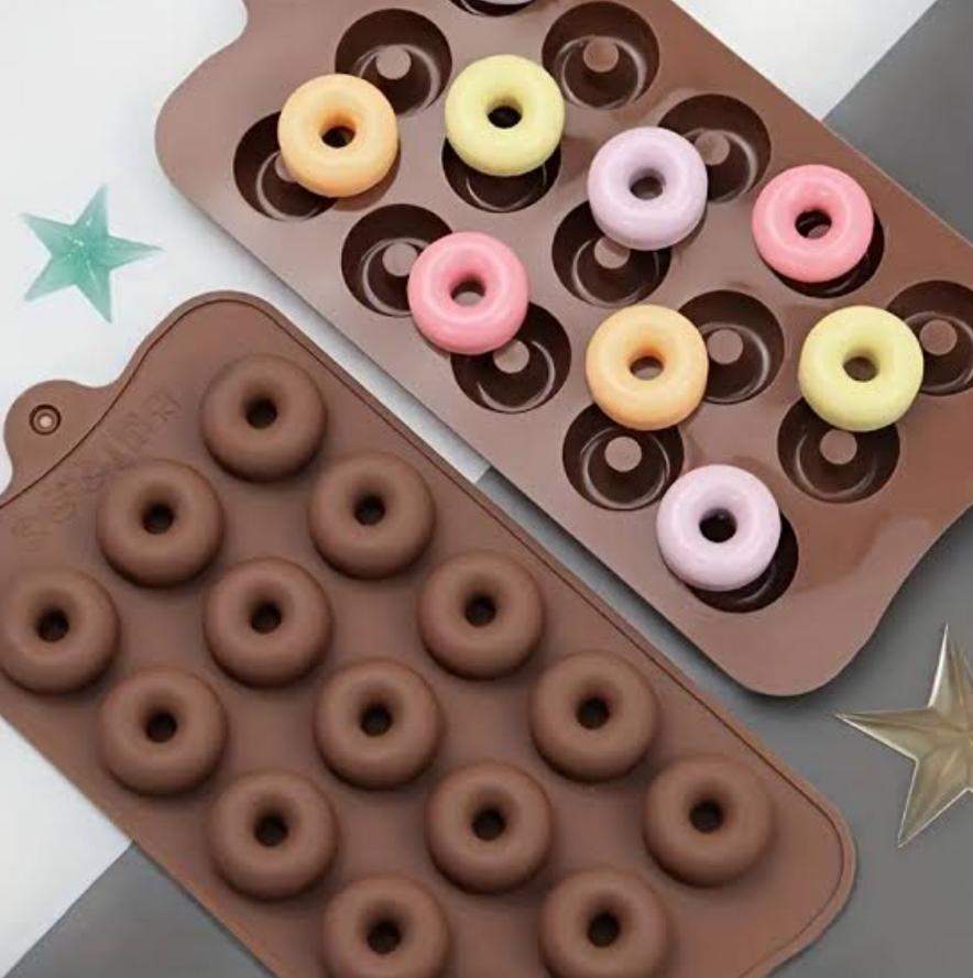 Bakewareind Mini Donut Silicone Chococlate Mould, 15 Cavity