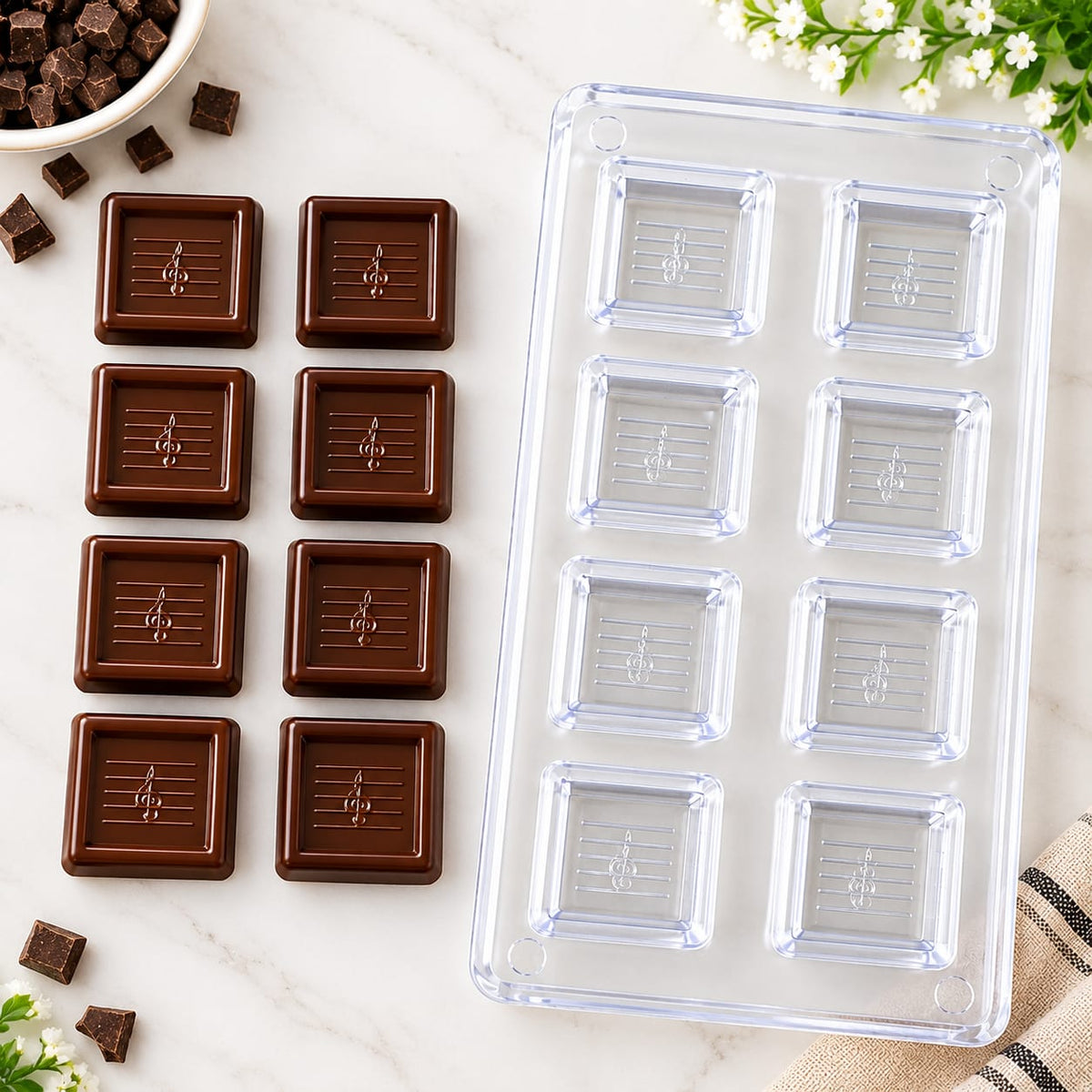 Bakewareind Musical Notes Polycarbonate Chocolate Mould, 8 Cavity