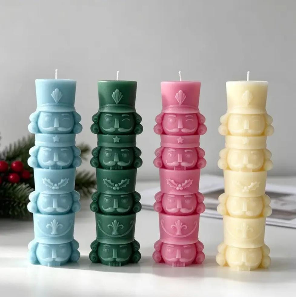 Lyba Moulds 3D Stacked Nutcracker Pillar Silicone Candle Mould