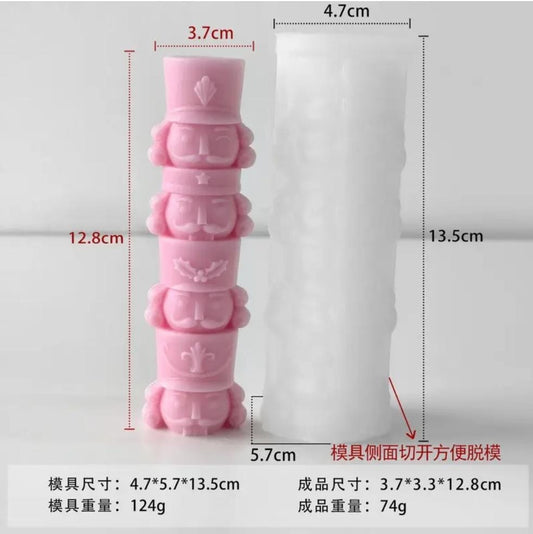Lyba Moulds 3D Stacked Nutcracker Pillar Silicone Candle Mould