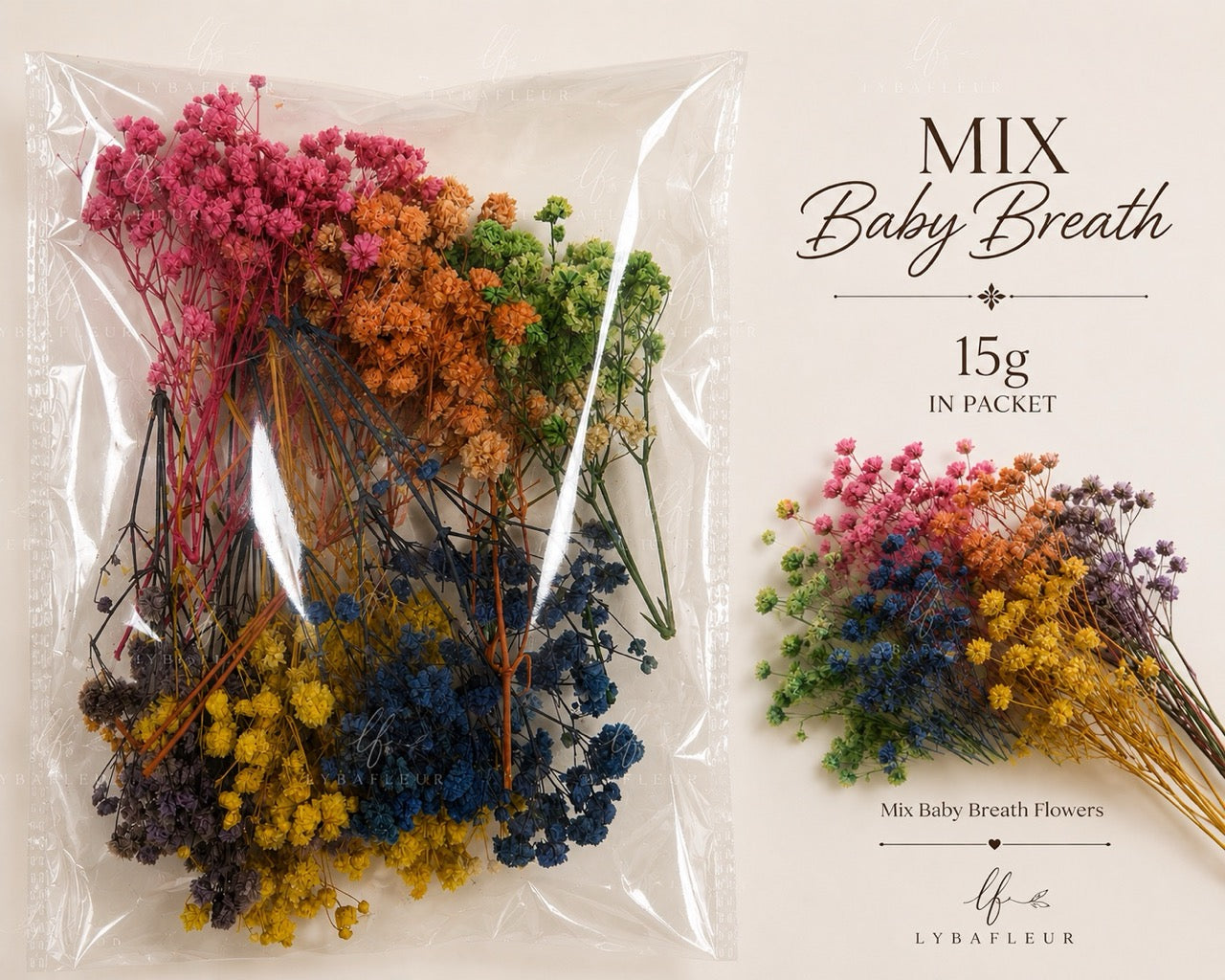 Bakewareind Assorted Natural Dried Baby Breaths Packet
