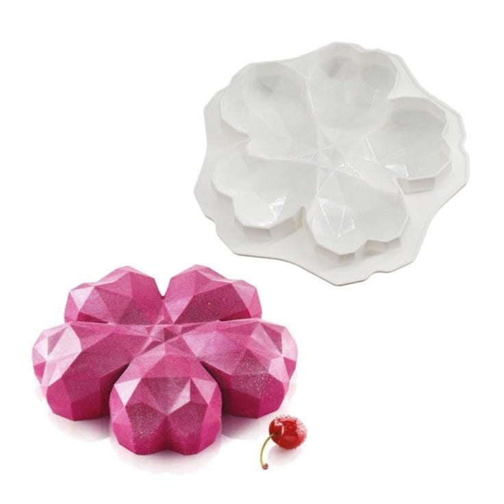 Bakewareind 3D Geo Sakura Diamond Heart Entremet Cake Mousse Silicone Mould - Bakeware India