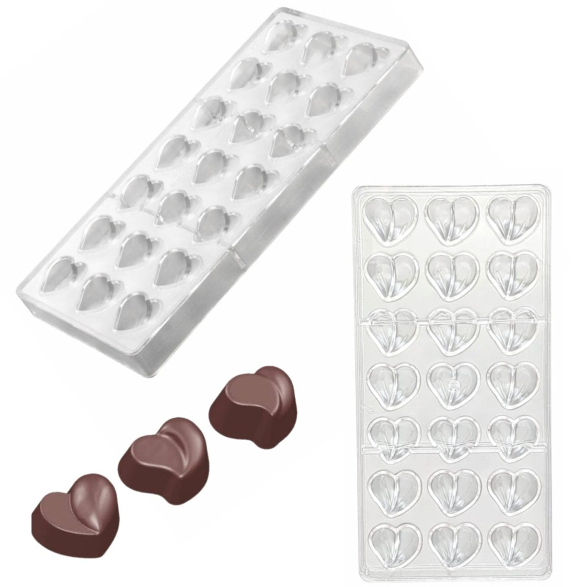 Bakewareind 3D Heart Polycarbonate Chocolate Mould, 21 cavity - Bakeware India