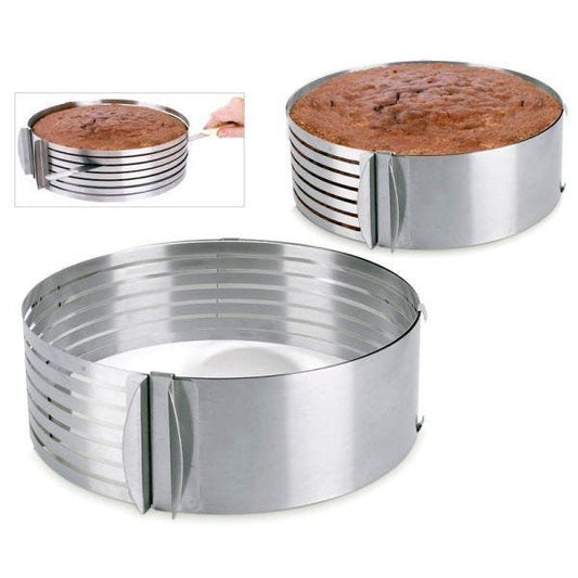 Bakewareind Adjustable Leveler Layer Slicer Cake Ring With Clip, Round - Bakeware India