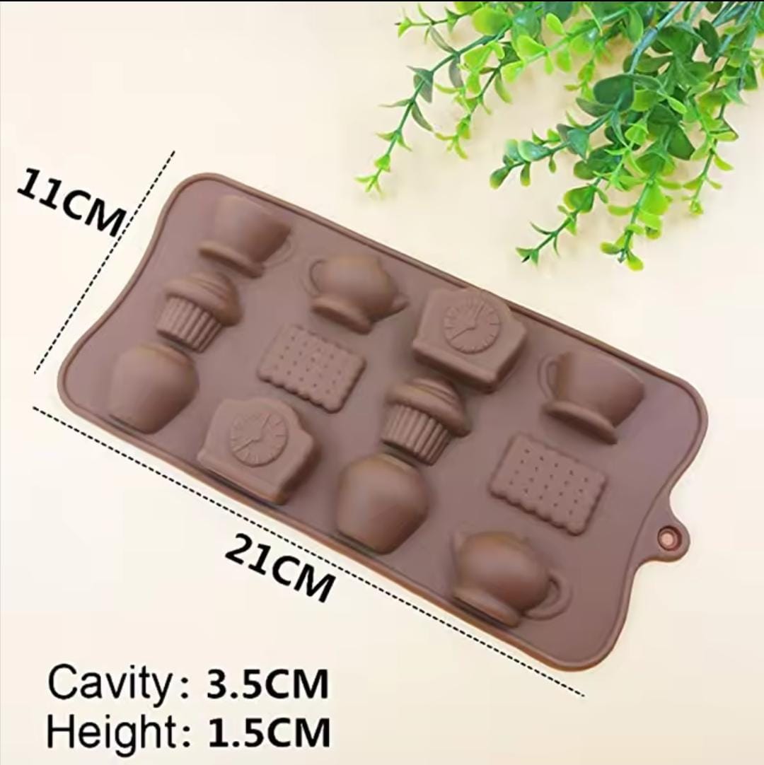 Bakewareind Afternoon Tea Teapot Coffee Cup Biscuit Chocolate Silicone Mould - Bakeware India
