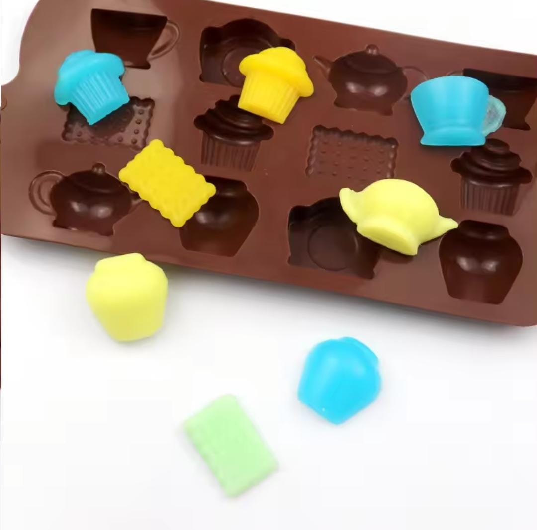 Bakewareind Afternoon Tea Teapot Coffee Cup Biscuit Chocolate Silicone Mould - Bakeware India