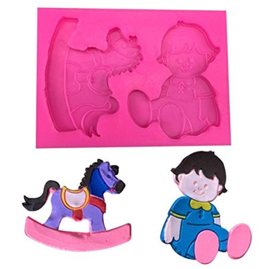 Bakewareind Baby Horse Cradle Baby shower Fondant Chocolate Silicone Mould - Bakeware India
