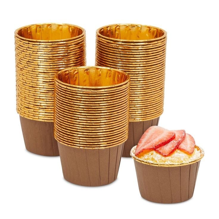 Bakewareind Brown Metallic Muffin cupcake bake liner,50pc - Bakeware India