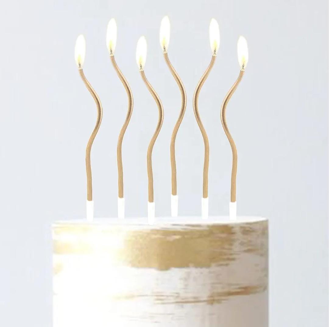 Bakewareind Champagne Gold Metallic Spiral Cake candles 6pc - Bakeware India