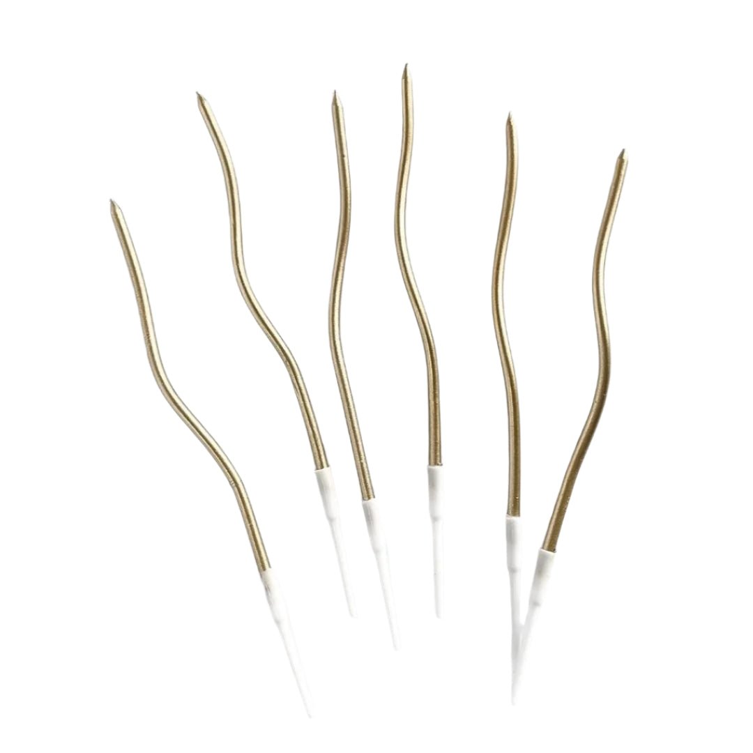 Bakewareind Champagne Gold Metallic Spiral Cake candles 6pc - Bakeware India