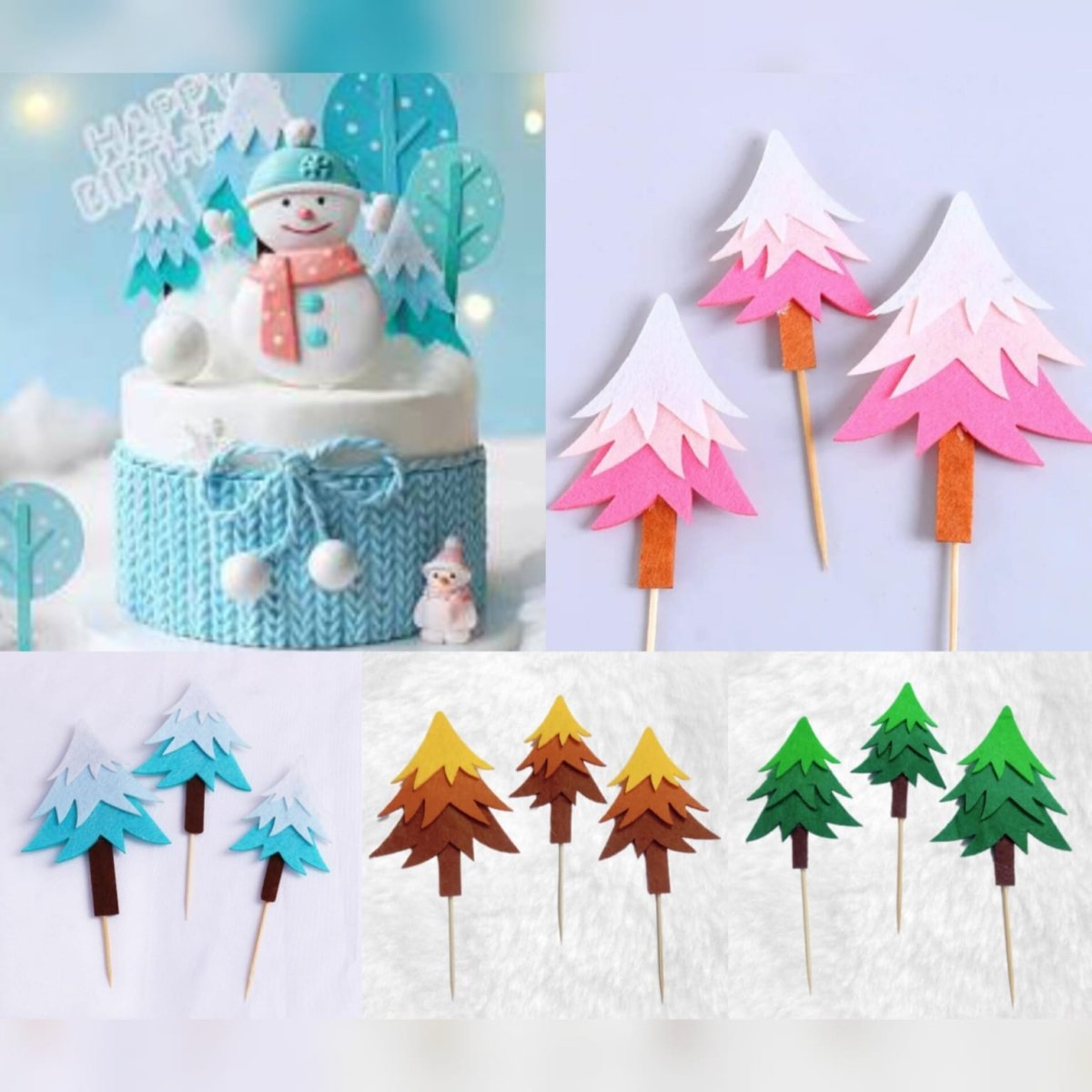 Bakewareind Christmas Tree Cake Decoration Cake Topper,3pcs (Select color) - Bakeware India