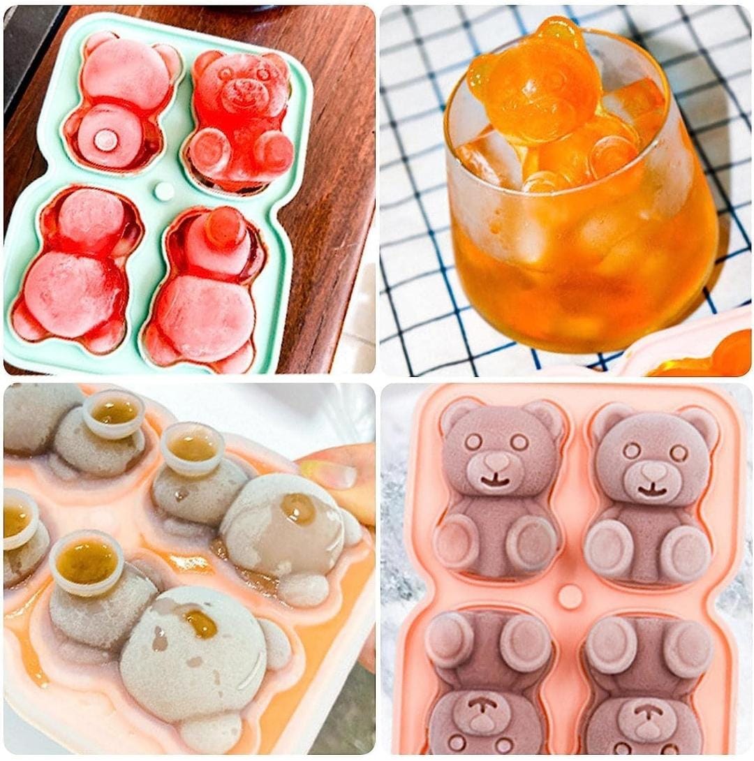 Bakewareind Cute Teddy Bear Ice Cube Making Silicone Mould - Bakeware India