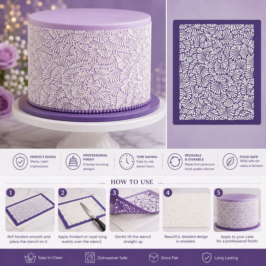 Bakewareind Designer Leaf Mesh Cake Decorating Stencil - Bakeware India