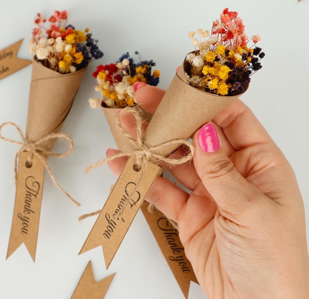 Bakewareind Dried Baby Breath Gysophilia Flower Mini Customize Bouquets { Select Colors } - Bakeware India